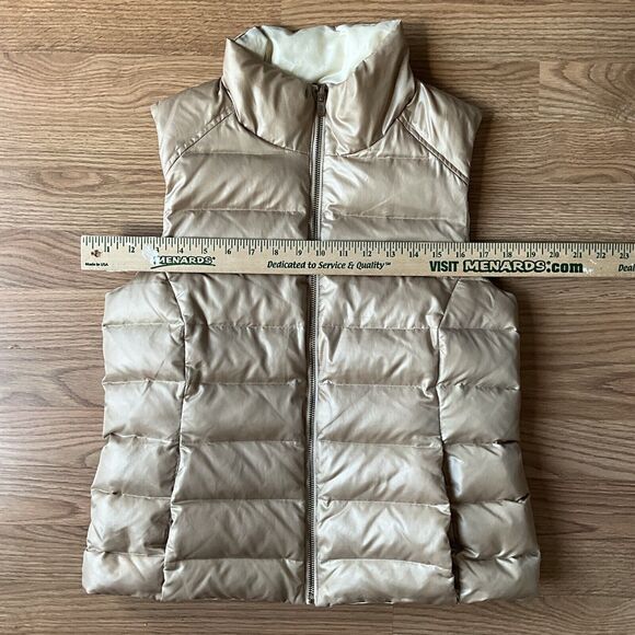 Tommy Bahama Duck Down Puffer Vest Womens Small Beige Cream Reversible Zip - Picture 3 of 11